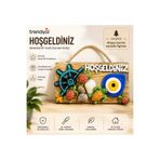 Rota Hediyelik Deniz Temalı Hoşgeldiniz Kapı Süsü Ahşap Üzeri Seramik Figürlü Dekoratif Duvar Süsü Ev Balkon Yazlık Dekoru