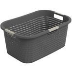 Rotho Country çamaşır sepeti 40 l, plastik (PP) BPA içermez, antrasit, 40 l (58,0 x 38,9 x 25,1 cm)