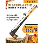 ROTOR Ax 601 Fiber Plastik Saplı Balta 1360 Gr (sap Uzunluğu 80 Cm) Siyah