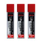 rOtring 0,7 mm 2B Süper Polimer Kalem Kurşun - 3'lü Paket - Toplam 72 Kurşun - Mekanik Kurşun Kalemler için Yedekler