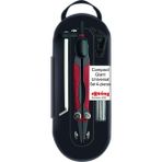 Rotring 16 cm Çift Kırma Ayaklı Pergel 4 Parça Set Kırmızı ve Siyah Renk ile Pratik Çizim Aracı S0676560