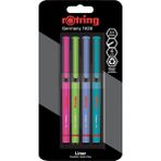 Rotring 4'lü Canlı Renkler İnce Keçe Uçlu Kalem Seti 0.4 mm Tutuş Kolaylığı