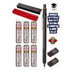 Rotring 500 Versatil Kalem Seti, 0.5 mm, 6 Paket Uç, 2 Adet Silgi, Siyah