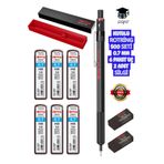 Rotring 500 Versatil Kalem Seti, 0.7 mm, Siyah, 6 Paket Uç, 2 Adet Silgi