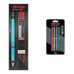 Rotring Visuclick Versatil Kalem 3’lü Okul Seti + Rotring Fineliner, İnce Keçe Uçlu Kalem 0.4 mm, 4'lü Paket, Canlı Renkler