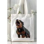 Rottweiler Köpek Baskılı Bez Çanta Omuz Çantası Kişiye Özel Model 6