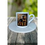 Rottweiler Köpek Baskılı Türk Kahvesi Fincanı Tabaklı Kişiye Özel Model 1