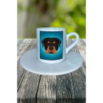 Rottweiler Köpek Baskılı Türk Kahvesi Fincanı Tabaklı Kişiye Özel Model 2