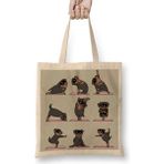 Rottweiler Yoga Rotfaydır Pug Köpek Yoga Bez Çanta Uzun Saplı - Açık Bej - 40 X 40