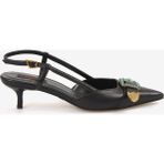 Rouge Kadın Taşlı Toka Detaylı Slingback Sivri Burun 6cm Topuklu Ayakkabı 7124 - Siyah Napa