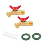 RouLiPouLi Açık Bahçe Hortum Bataryası Küresel Vana Hortum Bibb Kapatma Vanası 1/2 "Erkek NPT x 3/4" Erkek GHT Dişli Tıkaç 1/4 Döndürme Kolu ile Hortum Önlüğü (1/2 "Erkek NPT)