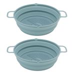 Round Silicone Fryer Liner, Collapsible Food Grade Pot Air Cooker Basket Blue