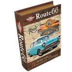 Route 66 Dekoratif Ahşap Kitap Kutu, Vintage Amerikan araba Temalı, Saklama ve Dekorasyon için, 32x24x8 cm