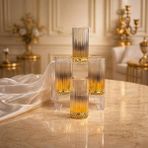 Rova Tr Paşabahçe Saray Serisi 4’lü 280 ml Titanyum Kaplama Lüks Cam Su Bardağı –çeyiz & Hediye Seti - Altın