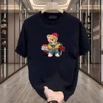 Rovel Kırmızı Arabalı Ayı Baskılı Siyah Oversize Tshirt - XL
