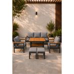 Rovena AREL Balkon Takımı Antrasit Cappuccino Bahçe Takımı 5+1 (Masa 70x110 2 li Koltuk 70x180 Tekli Koltuk 70x70) 2 adet puf