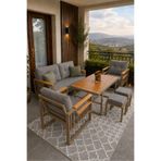 Rovena ESİNTİ Balkon Takımı,Cappuccino Bahçe Takımı 5+1 (Masa 70x110 2 lilü Koltuk 70x150 Tekli Koltuk 70x70)