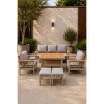Rovena SLEEP Balkon Takımı Cappuccino İskelet GRİ Kumaş Bahçe Takımı 5+1 (Masa 70x110 3lü Koltuk 70x180 Tekli k 70x70)Koltuk