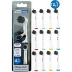 Rovexa Charcoal - Aktif Karbon Ekstra Beyazlık Oral B Şarjlı Diş Fırçası Yedek Başlığı - 12'Li Yedek Başlık