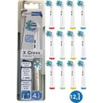 Rovexa x Cross - Çapraz Açılı Kusursuz Temizlik Oral B Şarjlı Diş Fırçası Yedek Başlığı - 12li Paket