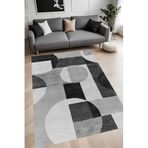 Rovigo Dijital Baskı Yıkanabilir Kaymaz Taban Salon Halısı Ve Yolluk RV027-FNL286, Gri, 100 x 400