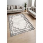 Rovigo Dijital Baskı Yıkanabilir Kaymaz Taban Salon Halısı Ve Yolluk RV058-FNL331, Gri, 80 x 150
