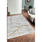 Rovigo Dijital Baskı Yıkanabilir Kaymaz Taban Salon Halısı Ve Yolluk RV076-FNL349, Gri, 80 x 200