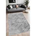 Rovigo Dijital Baskı Yıkanabilir Kaymaz Taban Salon Halısı Ve Yolluk RV081-FNL365, Gri, 80 x 300