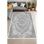 Rovigo Dijital Baskı Yıkanabilir Kaymaz Taban Salon Halısı Ve Yolluk RV108-FNL414, Gri, 80 x 150