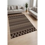 Rovigo Dijital Baskı Yıkanabilir Kaymaz Taban Salon Halısı Ve Yolluk RV111-FNL417, Kahverengi, 80 x 400