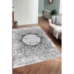 Rovigo Dijital Baskı Yıkanabilir Kaymaz Taban Salon Halısı Ve Yolluk RV159-FNL465, Gri, 80 x 300