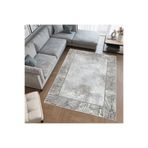 Rovigo Dijital Baskı Yıkanabilir Kaymaz Taban Salon Halısı Ve Yolluk RVG0763, Gri, 160 x 230