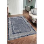 Rovigo Dijital Baskı Yıkanabilir Kaymaz Taban Salon Halısı Ve Yolluk RVG0834-FNL44, Mavi, 80 x 150