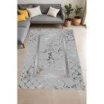 Rovigo Dijital Baskı Yıkanabilir Kaymaz Taban Salon Halısı Ve Yolluk RVG0865-FNL75, Gri, 100 x 200