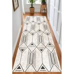 Rovigo Dijital Baskı Yıkanabilir Kaymaz Taban Salon Halısı Ve Yolluk RVG0875-FNL85, Siyah, 80 x 200