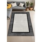 Rovigo Dijital Baskı Yıkanabilir Kaymaz Taban Salon Halısı Ve Yolluk RVG0912-FNL129, Siyah, 80 x 300