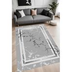 Rovigo Dijital Baskı Yıkanabilir Kaymaz Taban Salon Halısı Ve Yolluk RVG0922-FNL153, Gri, 100 x 400