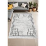 Rovigo Dijital Baskı Yıkanabilir Kaymaz Taban Salon Halısı Ve Yolluk RVG0945-FNL180, Gri, 80 x 150