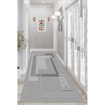 Rovigo Dijital Baskı Yıkanabilir Kaymaz Taban Salon Halısı Ve Yolluk RVG0991-FNL241, Gri, 80 x 300