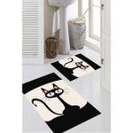 Rovigo Home Dijital Baskı 2'li Banyo Paspas Takımı RVG5293 100X60+60X50 cm - Siyah