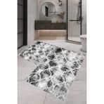 Rovigo Home Dijital Baskı Modern Banyo Halısı Ikili Banyo Paspası RVG5-1606 100 x 60+60 x 50 cm - Siyah