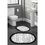 Rovigo Home Dijital Baskı Modern Banyo Halısı Ikili Banyo Paspası RVG5-HT511 100 x 60+60 x 50 cm - Siyah
