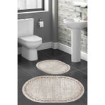 Rovigo Home Dijital Baskı Modern Banyo Halısı Ikili Banyo Paspası RVG5-HT899 100 x 60+60 x 50 cm - Kahverengi