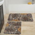 Rovigo Home Dijital Baskılı 2'li Banyo Paspas Takımı RVG5010 - Kahverengi - 60x50