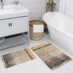 Rovigo Home Dijital Baskılı 2'li Banyo Paspas Takımı RVG5183 - Kahverengi