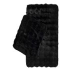 ROVİGO HOME Premium Deri Taban, Yüksek tüylü Yumuşak,Bubble Post Banyo Paspası 2'li 100x60 - 60x50 cm - Siyah