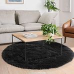 Rovigo Home Yuvarlak Tüy Dökmez Tavşan Tüyü Post Halı Siyah RVG6004YV (80x80)
