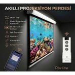 Rovline Akıllı Projeksiyon Perdesi, Wi-Fi + Rf, Motorlu, 240X200, Sesle Kontrol, Kumanda ve Mobil Uygulama Kontrollü, Tuya Uyumlu