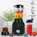 Rowenger 1200 Watt Dual Smoothie Blender Kişisel Blender Cam Sürahi Blender Meyve Sıkacağı Siyah - Siyah - Krom