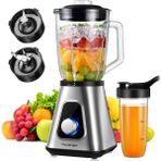 Rowenger 2in1 İnox 1.5lt Cam Hazneli Sürahi Smoothie Blender 600ml Kişisel Blender